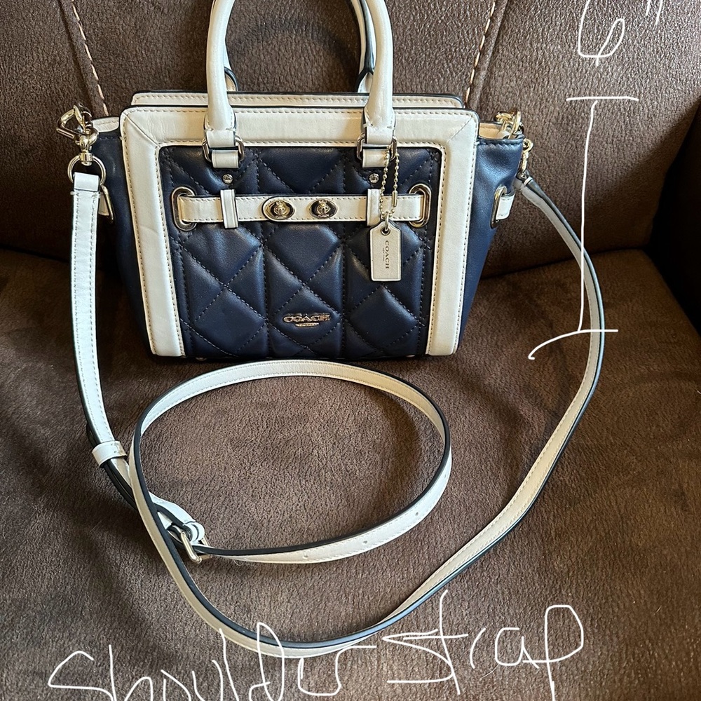 Coach crossbody blue and cream purse